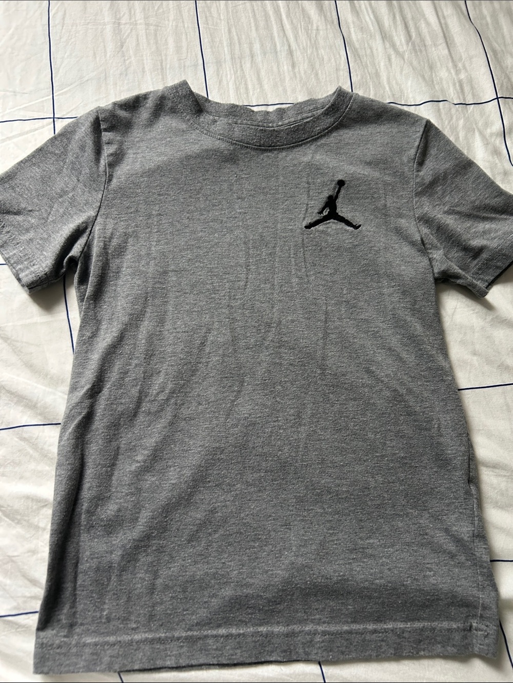 6-7 year old Kids Jordan Gray Crewneck Tee with Black Jumpman
